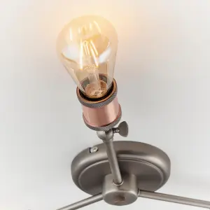 Anson Lighting Portales 3lt Semi Flush light finished in Aged pewter and aged copper plate