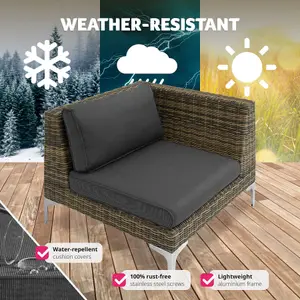 Rattan Garden Furniture Villanova - left corner chair, thick seat cushion, 89 x 89 x 72 cm - Mottled Anthracite