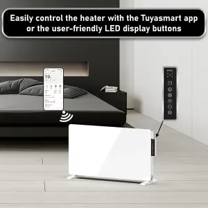 Mylek Radiator Glass Panel Heater White Wifi Enabled Smart with APP 2000W