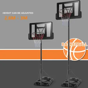 Costway 2.6M - 3CM Adjustable Height Portable Basketball Court Rim System