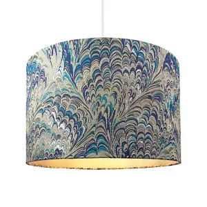 Contemporary and Vivid Peacock Print Table/Pendant Lamp Shade in Soft Cotton