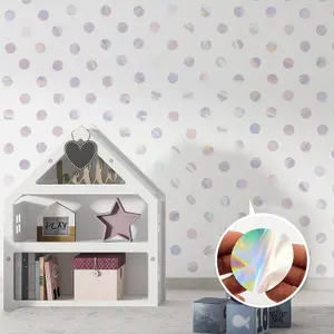 Walplus Polka Dots Holographic X 2 Kids Sticker Aluminium Film Silver