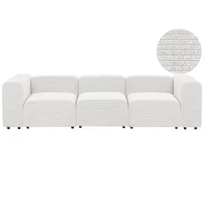 3 Seater Modular Corduroy Sofa White FALSTERBO