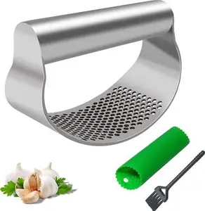 Garlic Press Stainless Steel Garlic Crusher Presser Kitchen Garlic Rocker Food Grade Ginger Grater Chopper Mincer Twister Squeezer Smasher With