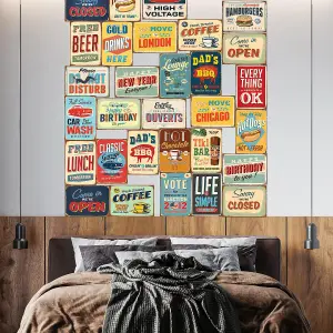 Walplus Vintage Metal Sign Wall Collage Mural Stickers Set