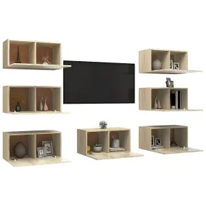 Berkfield TV Cabinets 7 pcs Sonoma Oak 30.5x30x60 cm Engineered Wood