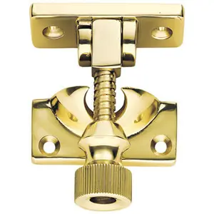 Brighton Pattern Sprung Sash Fastener 60 x 25mm Fixing Plate Polished Brass