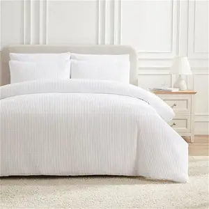 DUSK Portofino 200 Thread Count Waffle Duvet Cover - Cotton - White - Single