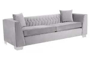 Interiors by Premier Rashika 3 Seat Grey Velvet Sofa