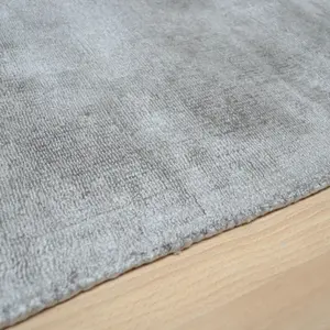 Grey Handmade , Luxurious , Modern , Plain Easy to Clean Viscose Rug for Living Room, Bedroom - 66 X 240 (Runner)