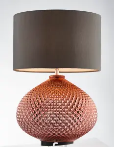 Marlo Copper Plated Glass with Grey Faux Silk Shade 1 Light Table Light