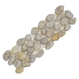 Woodside Pebble Strip Garden Lawn Edging (8 PACK) - LIGHT STONE