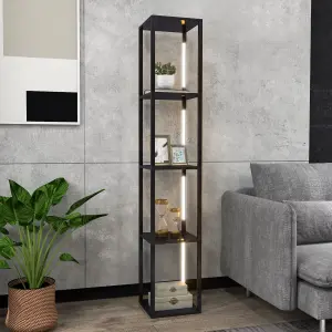 Costway Floor Lamp with Shelves Tall standing Light with 3-Levet Dimmable LED Bulbs