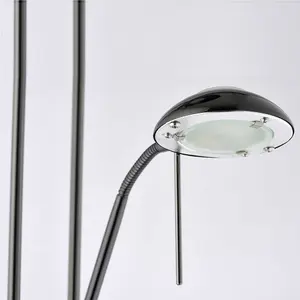 Mother & Child Floor Lamp Black Chrome 1.8m Twin Light Dimmer Flexible Reading