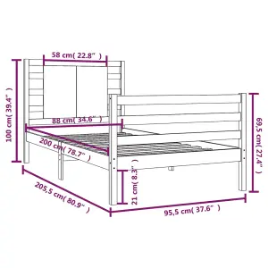 Berkfield Bed Frame Solid Wood Pine 90x200 cm