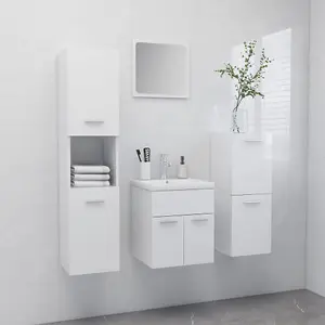 Berkfield Bathroom Furniture Set High Gloss White Engineered Wood