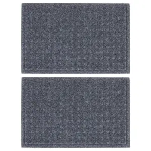 Nicola Spring Heavy Duty Dirt Trapper Door Mat - 60cm x 40cm - Grey - Pack of 2