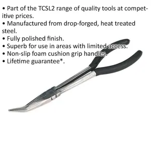 275mm Angled Needle Nose Pliers - Durable Drop Forged Steel with 45 Degree Precision