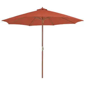 Berkfield Outdoor Parasol with Wooden Pole 300 cm Terracotta