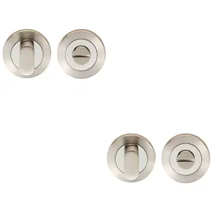 2 PACK - Round Thumbturn Lock and Release With Indicator Satin & Bright Steel