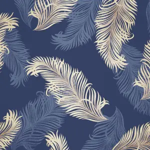 Hoopla Walls Blue Feathers Smooth Matt Wallpaper