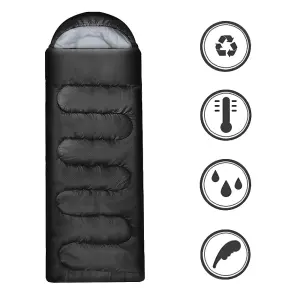 Yaheetech Black Adult Envelope Sleeping Bag Single Person for 3 Seasons