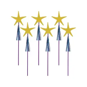 Amscan Mermaid Wishes Glitter Magic Wand (Pack of 6) Gold/Violet/Blue (One Size)