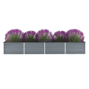 Berkfield Garden Raised Bed Galvanised Steel 320x80x45 cm Grey