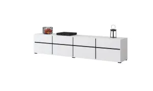 Kross 40 TV Cabinet in White - W2250mm H480mm D400mm Modern Minimalist Design