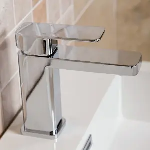 Galla Polished Chrome Square Deck-mounted Basin Mono Mixer Tap