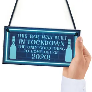 Lockdown Bar Sign Built 2020 Home Bar Pub Garden Shed Man Cave Door Sign Funny