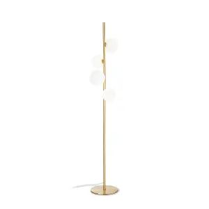 Luminosa PERLAGE 4 Light Multi Arm Floor Lamp Brass, In-Built Switch, Non-Dim - Special Offer