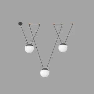 Luminosa Mine 3 Light Ceiling Pendant Wood, Dark Grey, E27