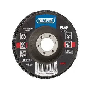 Draper  Zirconium Oxide Flap Disc, 115 x 22.23mm, 80 Grit  84042