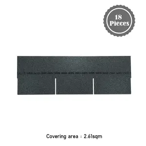 18Pcs Dark Black Tab Asphalt Shingles Bitumen Roof Tiles Covering 2.61sqm