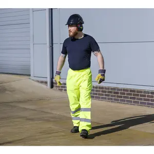 High Visibility Large Yellow Waterproof Trousers with Adjustable Features