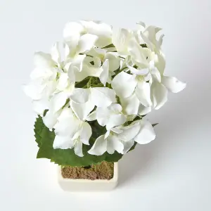 Homescapes Small Cream Artificial Hydrangea Flower in Cream Pot, 38 cm Tall