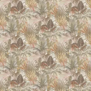 GoodHome Dioman Beige Tropical leaves Textured Wallpaper