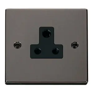 Black Nickel 1 Gang 5A Round Pin Socket - Black Trim - SE Home