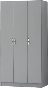 3 Door Double Wardrobe In Grey