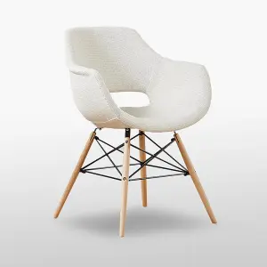 Single Olivia Fabric Dining Chair Upholstered Dining Room Chairs, Cream