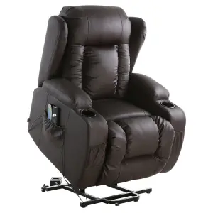 Caesar Single Motor Electric Rise Recliner Bonded Leather Armchair Electric Lift Riser Chair (Brown)