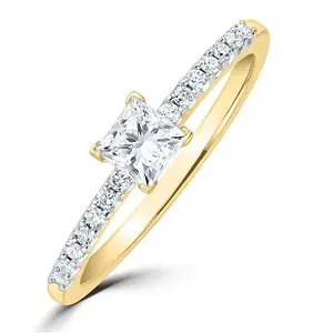 Princess Cut Lab Diamond Engagement Ring 0.25Ct H/Si In 9K Gold