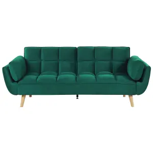 Beliani Retro Sofa Bed ASBY Green Velvet