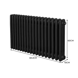 Traditional 3 Column Radiator - 600 x 832 mm - Black