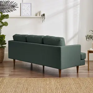 Furniturebox UK Fabric Sofa - 'Fleur' 3 Seater Upholstered Green Sofa - 100% Eco Recycled Fabric - Modern Living Room Furniture