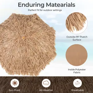 Costway 170cm Thatched Tiki Umbrella Hawaiian Beach Umbrella Push Button Tilt