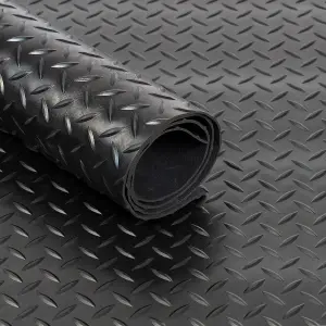 Diamond Checker Patterened Rubber Flooring Matting Garage Van Car Gym