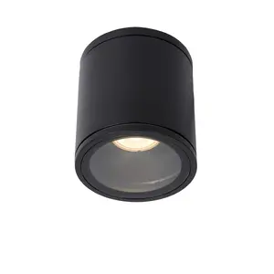 Lucide Aven Modern Surface Mounted Ceiling Spotlight Bathroom 9cm - 1xGU10 - IP65 - Black