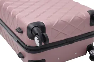 LUGGIT 3 Pcs Travel Lightweight Trolley Luggage Suitcase Set of 3 Sizes, ABS Shell - Quilted Rose Gold